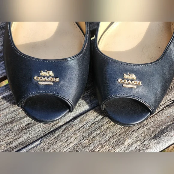 Coach Elegant Black Wedge Heels 7.5 - Picture 5 of 6